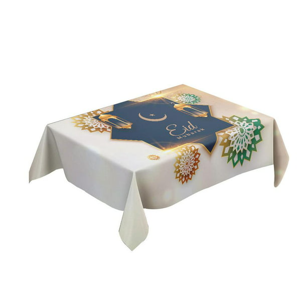Ramadan Eid Decorations Red Cotton Linen Square Table Cloth Cover 55" 140 cm